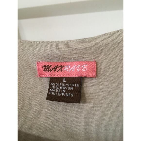 Max Rave Large Tan Dress Square Neck Ruffled Cap Sleeve - Picture 3 of 4